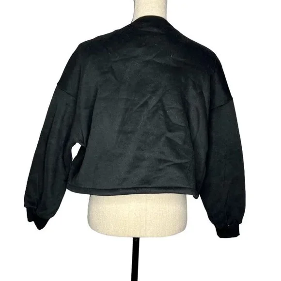 Cali Be Black Crewneck Long Sleeve Drawcord Sweatshirt Women's Size Medium M - Picture 3 of 7